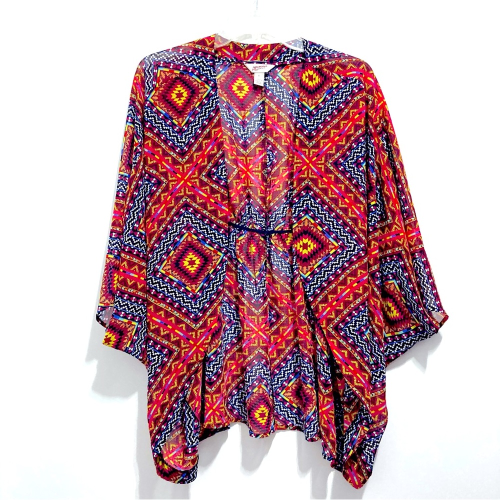 Arizona Jean Co. Southwestern Style Boho Kimono Poncho Open Cardigan